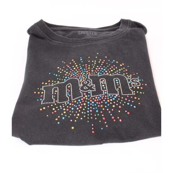 M&M Mars Vintage Women's T-Shirt XL Black Rhinestones Short Sleeve Relaxed Fit - Picture 10 of 11